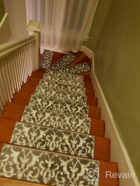 img 1 attached to 🚪 SUSSEXHOME Carpet Stair Treads for Wooden Steps - Stylish Indoor Safety Treads with Thick Carpet & Pattern Design - Prevent Slipping - Pet & Kid-Friendly - 4-Pack review by Benjamin Saric