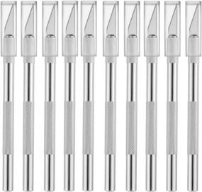 img 4 attached to 10-Piece Precision Craft Knife Set - Razor Sharp Blades With Safety Cap For Art, Hobby & Scrapbooking