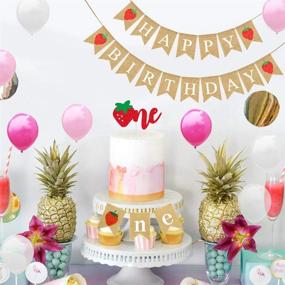 img 1 attached to Набор украшений для первого дня рождения Berry Sweet Girl: тематический баннер с клубникой, воздушные шары и украшения для вечеринки - баннер с одной ягодой