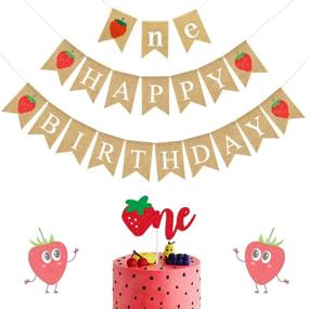 img 4 attached to Набор украшений для первого дня рождения Berry Sweet Girl: тематический баннер с клубникой, воздушные шары и украшения для вечеринки - баннер с одной ягодой