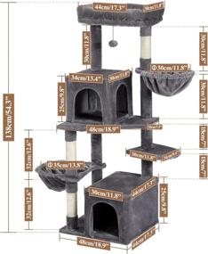 img 3 attached to 🐱 PETEPELA Plush Cat Tower: Multilevel Play House with Scratching Posts, Hammock & Condos