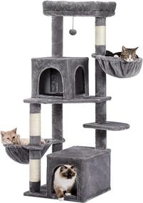 img 4 attached to 🐱 PETEPELA Plush Cat Tower: Multilevel Play House with Scratching Posts, Hammock & Condos