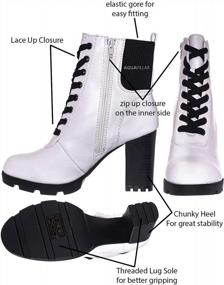 img 3 attached to Aquapillar Combat Ankle Boot With Lace-Up Design On Chunky Block Heel And Durable Lug Sole