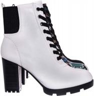 aquapillar combat ankle boot with lace-up design on chunky block heel and durable lug sole logo