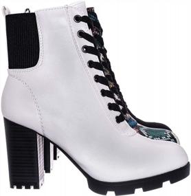 img 4 attached to Aquapillar Combat Ankle Boot With Lace-Up Design On Chunky Block Heel And Durable Lug Sole