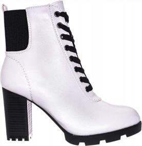 img 1 attached to Aquapillar Combat Ankle Boot With Lace-Up Design On Chunky Block Heel And Durable Lug Sole