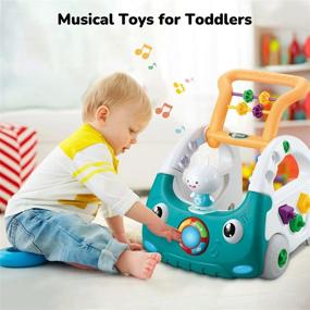 img 3 attached to 🎶 EINSTEM Sit to Stand Learning Baby Walker: A 4-in-1 Remote Control Activity Center for 6-18 Months with Music, Building Blocks - Perfect Toddler Gift!