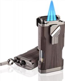 img 4 attached to Triple Jet Flame Butane Torch Lighter With Visible Tank Window And Punch Cutter - Strong Windproof Refillable Lighters For Men, Ideal Creative Gift