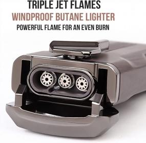 img 3 attached to Зажигалка с бутановым факелом Triple Jet Flame с видимым окном бака и дыроколом - прочные ветрозащитные многоразовые зажигалки для мужчин, идеальный творческий подарок