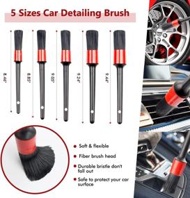 img 2 attached to Gvoo Car Detailing Brushes Set - Exterior & Interior Auto Detailing Kit (Detailing Brushes, Wheels Brush, Drill Brush, Wash Mitt, Towels, Wax Pads)