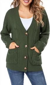 img 4 attached to Women'S Oversized Chunky Knit Cardigan Sweater W/ Button Closure & Pockets - Fuinloth