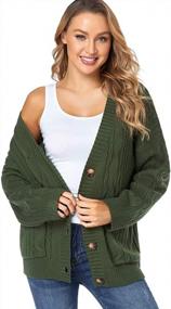 img 3 attached to Women'S Oversized Chunky Knit Cardigan Sweater W/ Button Closure & Pockets - Fuinloth
