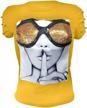 sparkling sequin short sleeve t-shirt for women with funny graphics and o-neckline - trendy tees blouse logo