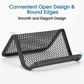 img 1 attached to MaxGear Business Card Holder For Desk Metal Business Card Holders Mesh Business Card Holder Display Desk Business Card Stand Business Card Desk Holder With 50 Business Cards Capacity Black, 2 Pack