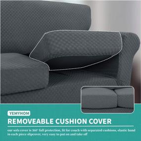 img 1 attached to High Stretch Thickened Sofa Cover For Dogs And Pets - YEMYHOM Checkered Slipcovers For 3 Cushion Couch, 4 Piece Set With Anti-Slip Elastic And Living Room Furniture Protection (Sofa, Dark Gray)
