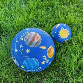 img 1 attached to 🌍 Top-rated Premium Rubber Playground Balls with Solar System Design - 8.5 inch and 5 inch. Ideal for Bouncy Dodge Ball, Handball, Kickball, Square Game. Perfect for Camps, Picnics, Churches, Schools. Includes Pump.
