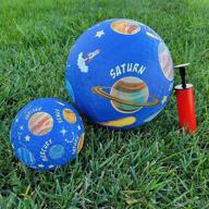 🌍 top-rated premium rubber playground balls with solar system design - 8.5 inch and 5 inch. ideal for bouncy dodge ball, handball, kickball, square game. perfect for camps, picnics, churches, schools. includes pump. logo