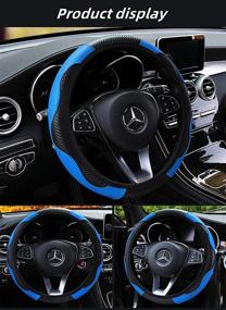 img 2 attached to MYGHSX Leather Car Steering Wheel Cover Interior Accessories ... Steering Wheels & Accessories