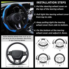 img 1 attached to MYGHSX Leather Car Steering Wheel Cover Interior Accessories ... Steering Wheels & Accessories