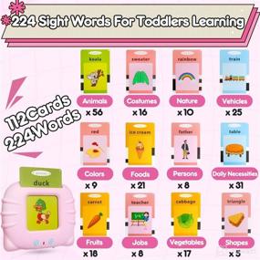 img 2 attached to 🔤 YATAOME Preschool Montessori Educational Learning Toy for 3-4 Years Old Toddler Kids Boys Girls - Talking Baby Flash Cards for Literacy Sight Words, Audible Reading Resource with Sound Effects (Pink)