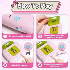 img 1 attached to 🔤 YATAOME Preschool Montessori Educational Learning Toy for 3-4 Years Old Toddler Kids Boys Girls - Talking Baby Flash Cards for Literacy Sight Words, Audible Reading Resource with Sound Effects (Pink)