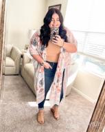 img 1 attached to Women'S Plus Size Sheer Chiffon Kimono Cardigan With Floral Print - Loose Cover Up Outwear Blouse Tops review by Shawn Welker