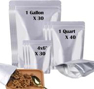 100 pack resealable mylar foil stand up bags for food storage - coffee bean, tea (10x14", 6x9", 4x6") logo