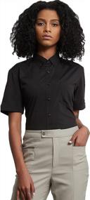 img 4 attached to Stylish Women'S Button Down Collar Shirt - Wrinkle-Free Work Blouse With Long Sleeve, Stretchy Lightweight Tops And Pocket!