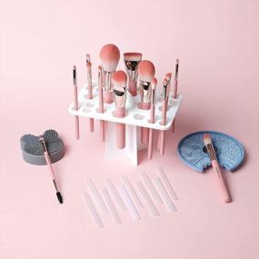 img 4 attached to 15PCS Makeup Brush Set Mistyrose And Makeup Brushes Cleaning Set