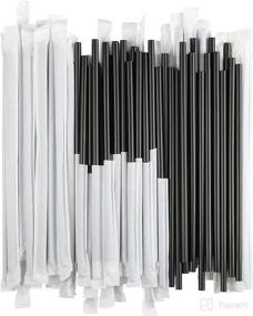 img 2 attached to 🔴 500 Black Disposable Plastic Drinking Straws - Individually Paper Wrapped