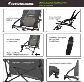 img 2 attached to Heavy Duty Portable STRONGBACK Low Gravity Recliner Beach Chair - Built-In Lumbar Support For Camping, Travel & Outdoor Lounging
