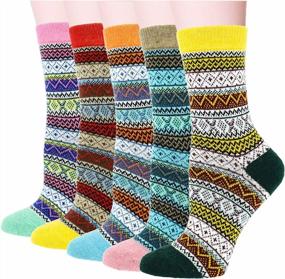 img 4 attached to 5Pack Womens Winter Soft Warm Thick Wool Crew Socks By YZKKE - Multicolor, Free Size
