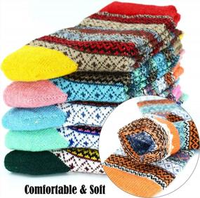 img 1 attached to 5Pack Womens Winter Soft Warm Thick Wool Crew Socks By YZKKE - Multicolor, Free Size