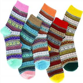 img 3 attached to 5Pack Womens Winter Soft Warm Thick Wool Crew Socks By YZKKE - Multicolor, Free Size