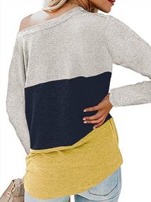 img 1 attached to Soulomelody Women'S Color Block Tunic Top With Twist Knot, Long Sleeve Crew Neck Casual Loose Shirt