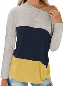 img 3 attached to Soulomelody Women'S Color Block Tunic Top With Twist Knot, Long Sleeve Crew Neck Casual Loose Shirt
