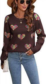 img 4 attached to Shermie Women'S Heart Knit Sweater - Long Sleeve Crew Neck Pullover For A Cute And Cozy Look