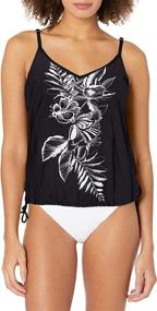 img 3 attached to Women's Side Tie Tankini Swimsuit Top by 24th & Ocean