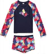 girls' long sleeve upf 50+ sun protection two-piece rash guard swimwear set by phibee logo