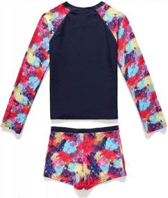 img 3 attached to Girls' Long Sleeve UPF 50+ Sun Protection Two-Piece Rash Guard Swimwear Set By PHIBEE