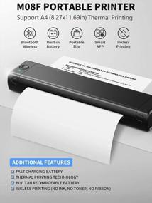 img 3 attached to COLORWING Portable Printers Wireless For Travel M08F-A4 Bluetooth Thermal Printer, Suitable For Mobile Office, Support 8.26" X 11.69" A4 Size Thermal Paper, Compatible With Android And IOS Phone