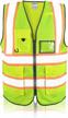 high-visibility safety vest w/ pockets, mic tab, reflective strips, zipper & meets ansi/isea standards - shorfune logo