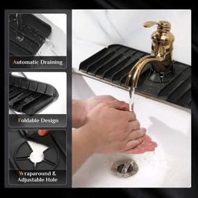 img 2 attached to Silicone Sink Faucet Pad - Anti-Slip, Self-Draining Behind-Faucet Mat With Vertical Stripes For Kitchen Sink Splash Guard, Reusable And Durable - Black