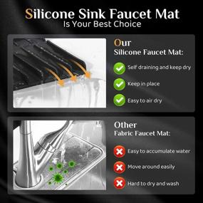 img 3 attached to Silicone Sink Faucet Pad - Anti-Slip, Self-Draining Behind-Faucet Mat With Vertical Stripes For Kitchen Sink Splash Guard, Reusable And Durable - Black