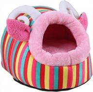 cute and cozy rainbow goat pet bed: soft plush kennel with detachable pad for medium dogs logo