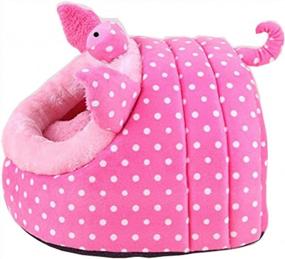 img 1 attached to Cute And Cozy Rainbow Goat Pet Bed: Soft Plush Kennel With Detachable Pad For Medium Dogs