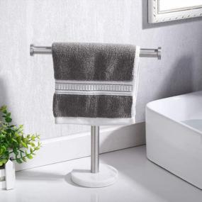 img 2 attached to KES SUS304 Stainless Steel Towel Rack With Marble Round Base T-Shape Hand Towel Holder Stand For Bathroom Vanity Countertop, Brushed Finish BTH205S10-2