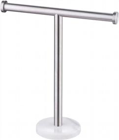 img 4 attached to KES SUS304 Stainless Steel Towel Rack With Marble Round Base T-Shape Hand Towel Holder Stand For Bathroom Vanity Countertop, Brushed Finish BTH205S10-2