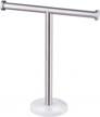 kes sus304 stainless steel towel rack with marble round base t-shape hand towel holder stand for bathroom vanity countertop, brushed finish bth205s10-2 logo
