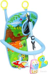 img 4 attached to 🦕 OKOOKO Dinosaur Car Seat Activity Arch Toy: Mirror, Bell, Adjustable, Washable, Non-Toxic - Sensory Toy for Infant Baby 6-12 Months, Rear Facing Car Seat Travel Toy